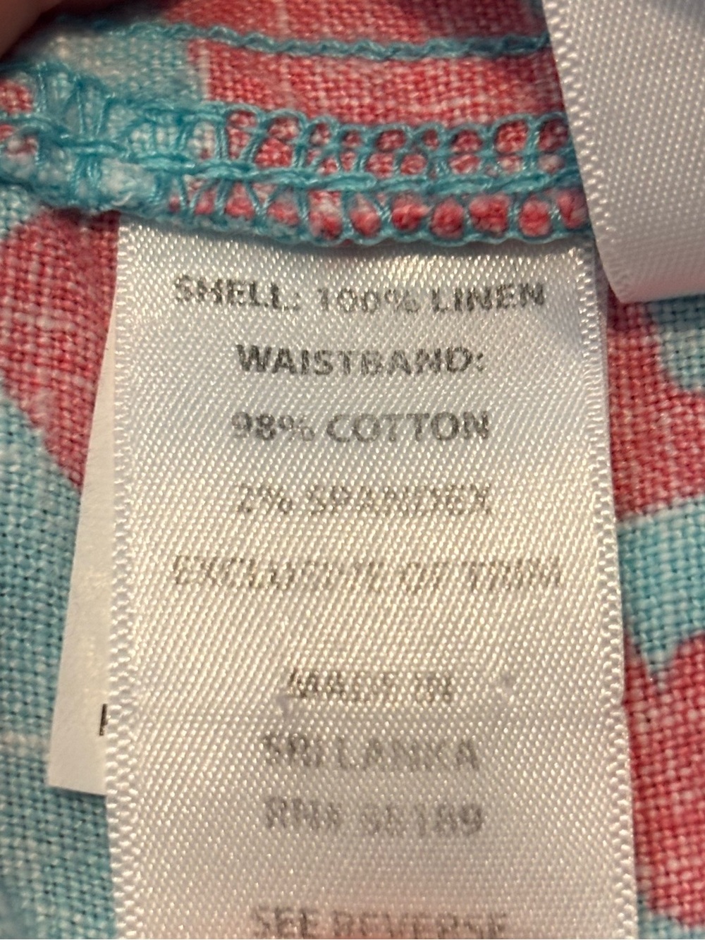 Lilly Pulitzer The Beach Pant Don't Be Shellfish Linen Aqua Coral M - Picture 6 of 8